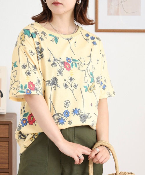 BARNDOOR(バーンドア)の「20天竺 衿リブプリントTシャツ(Tシャツ/カットソー・レディース・ネイビー系1/イエロー系2/ホワイト系3/ホワイト系1/ホワイト系2/ネイビー系3・FREE)」の21枚目の写真