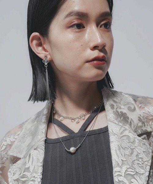 HARE（ハレ）の「ピアスチャームタレンセットネックレス(HARE)（ネックレス・レディース・シルバー/オフホワイト・FREE）」の7枚目の写真