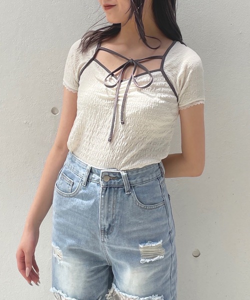 one way(ワンウェイ)の「ボレロ風トップス(Tシャツ/カットソー・レディース・ブルー/ホワイト/グレー/ブラック・FREE)」の17枚目の写真