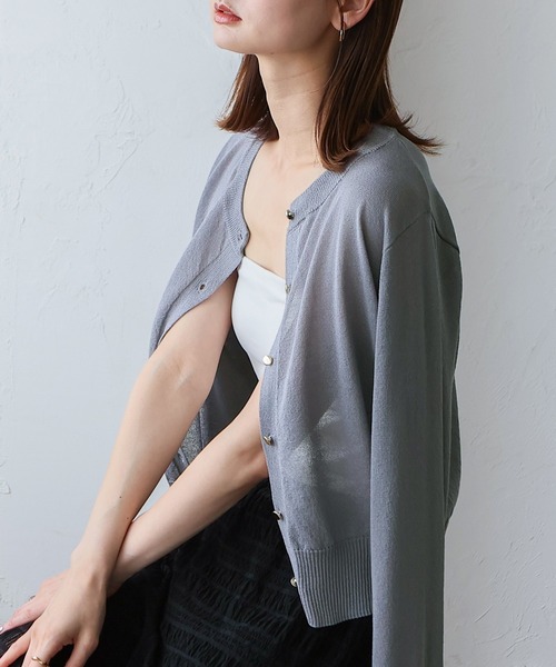 VitaFelice（ヴィータフェリーチェ）の「接触冷感カーディガン（カーディガン/ボレロ・レディース・オフホワイト/グレー/ブラック/ネイビー/レッド・FREE）」の4枚目の写真