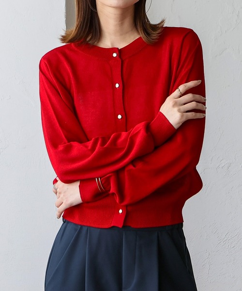 VitaFelice（ヴィータフェリーチェ）の「接触冷感カーディガン（カーディガン/ボレロ・レディース・オフホワイト/グレー/ブラック/ネイビー/レッド・FREE）」の5枚目の写真