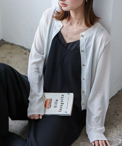 VitaFelice（ヴィータフェリーチェ）の「接触冷感カーディガン（カーディガン/ボレロ・レディース・オフホワイト/グレー/ブラック/ネイビー/レッド・FREE）」の2枚目の写真