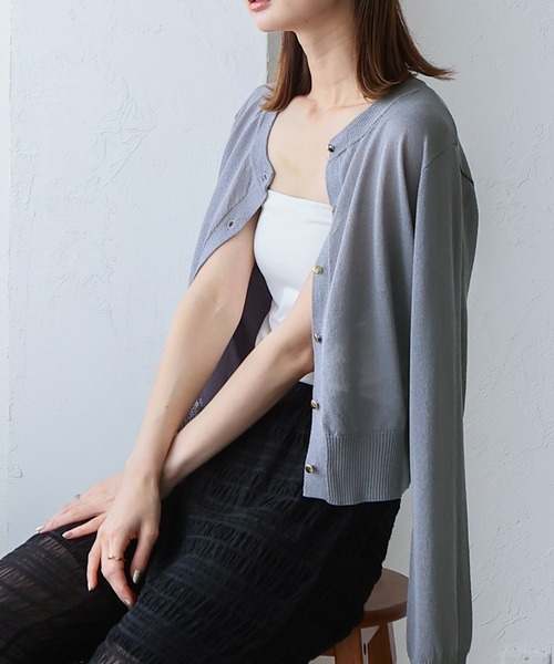 VitaFelice（ヴィータフェリーチェ）の「接触冷感カーディガン（カーディガン/ボレロ・レディース・オフホワイト/グレー/ブラック/ネイビー/レッド・FREE）」の18枚目の写真