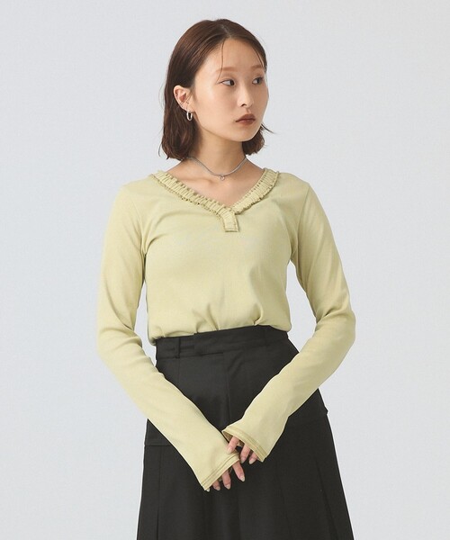 Ray BEAMS(レイビームス)の「ギャザー ブレード Vネック トップス(Tシャツ/カットソー・レディース・クリーム/ライトグレー/ブラック・ONE SIZE)」の22枚目の写真