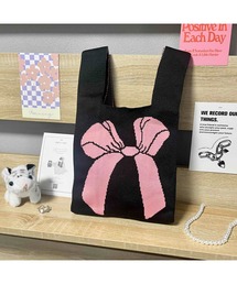 【88eighty-eight】CUTEBIGリボンミニニットハンドバッグ【import】(MA)