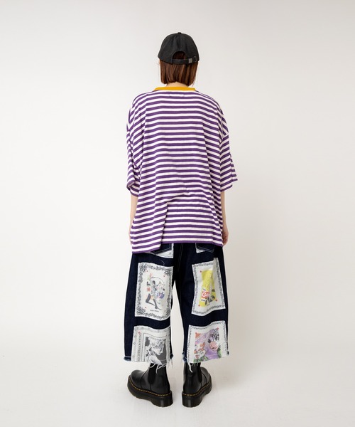 RNA（アールエヌエー）の「M2527 ボーダーBIGポケT（Tシャツ/カットソー・レディース・ブラック×ホワイト/ブラック×ブラック/ホワイト×パープル・MEDIUM）」の16枚目の写真