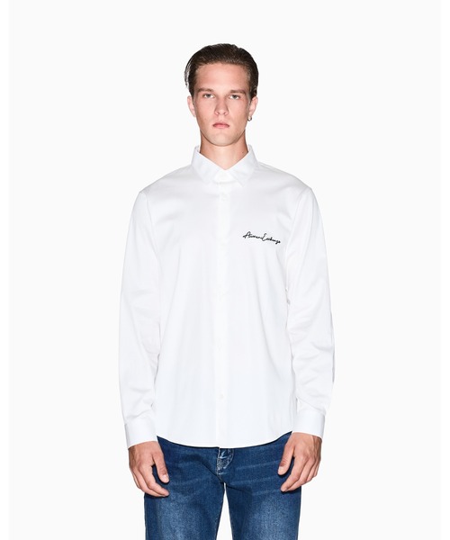 ARMANI EXCHANGE(アルマーニエクスチェンジ)の「【A|X アルマーニ エクスチェンジ】<オンライン限定>シグネチャーロゴ ストレッチコットンサテンシャツ/REGULAR(シャツ/ブラウス・メンズ・ブラック/ホワイト・LARGE/MEDIUM/X-LARGE/X-SMALL/XX-LARGE/SMALL)」の1枚目の写真