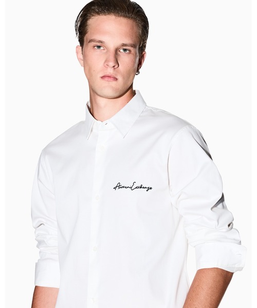 ARMANI EXCHANGE(アルマーニエクスチェンジ)の「【A|X アルマーニ エクスチェンジ】<オンライン限定>シグネチャーロゴ ストレッチコットンサテンシャツ/REGULAR(シャツ/ブラウス・メンズ・ブラック/ホワイト・LARGE/MEDIUM/X-LARGE/X-SMALL/XX-LARGE/SMALL)」の8枚目の写真