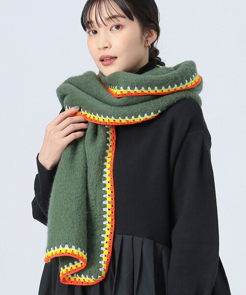 BEAMS HEART(ビームスハート)の「かぎ針 刺繍 マフラー(マフラー・レディース・パープル系その他7/グリーン・ONE SIZE)」の2枚目の写真