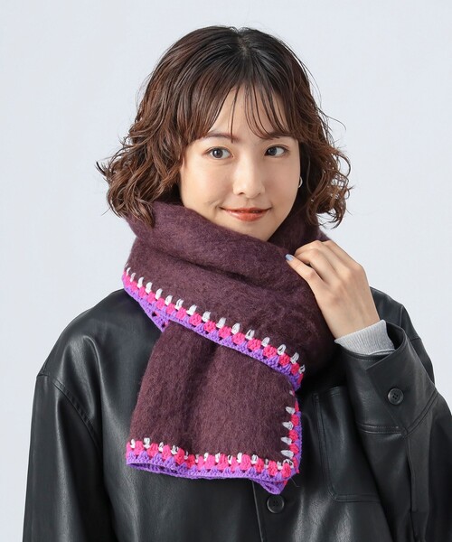 BEAMS HEART(ビームスハート)の「かぎ針 刺繍 マフラー(マフラー・レディース・パープル系その他7/グリーン・ONE SIZE)」の3枚目の写真
