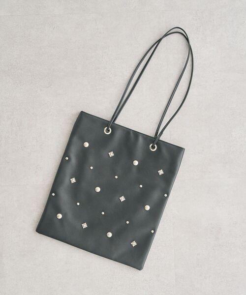 andmikka.スタッズ付A4トートバッグ（トートバッグ）｜Green