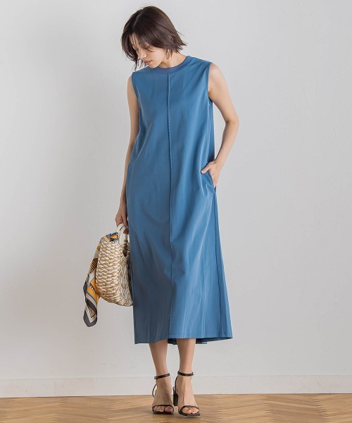 Droite lautreamont（ドロワットロートレアモン）の「【WEB限定】ジャージーピンタックワンピース≪洗濯機で洗える≫（ワンピース・レディース・ベージュ/ブルー/ブラック・M）」の14枚目の写真