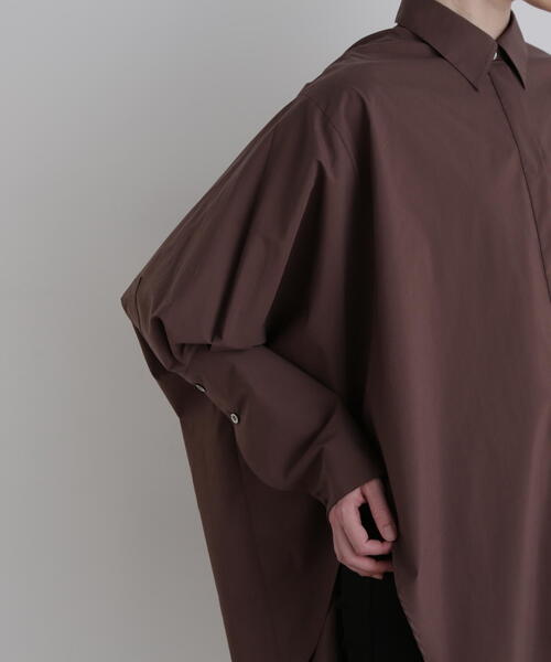 LE PHIL オーバーサイズブラウンシャツ LE PHIL ブラウス シャツ オーバーサイズロングカフスシャツ