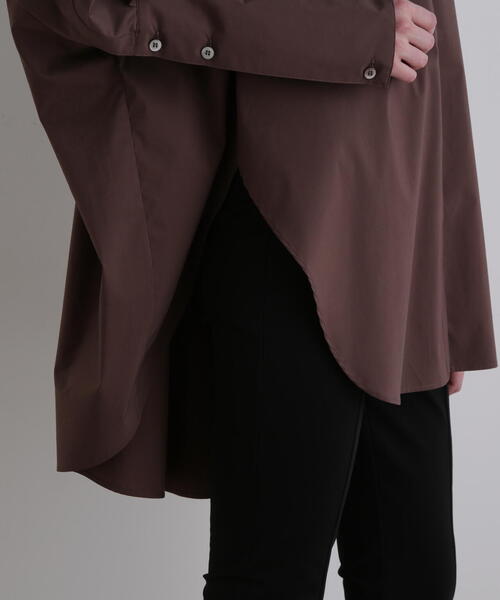 LE PHIL オーバーサイズブラウンシャツ LE PHIL ブラウス シャツ オーバーサイズロングカフスシャツ