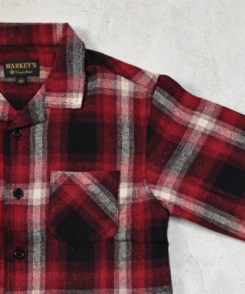 MARKEY'S（マーキーズ）の「オープンカラーチェックシャツ（セットアップ・キッズ・レッド系その他/ブラック系その他/ブラウン系その他・90/100/110/120/130/140/150）」の12枚目の写真