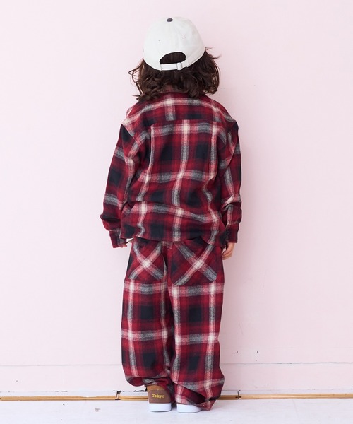MARKEY'S（マーキーズ）の「オープンカラーチェックシャツ（セットアップ・キッズ・レッド系その他/ブラック系その他/ブラウン系その他・90/100/110/120/130/140/150）」の8枚目の写真