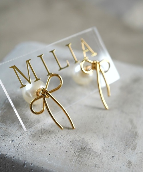 CERCA(チェルカ)の「MILIA/bow リボンピアス 【金属アレルギー対応】(ピアス(両耳用)・レディース・シルバー/ゴールド・FREE)」の3枚目の写真