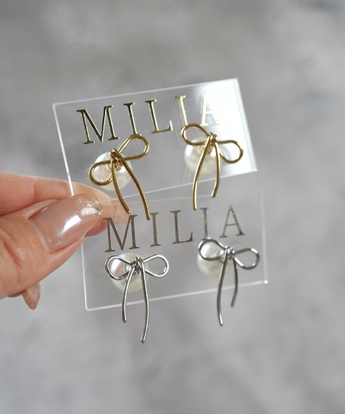 CERCA(チェルカ)の「MILIA/bow リボンピアス 【金属アレルギー対応】(ピアス(両耳用)・レディース・シルバー/ゴールド・FREE)」の12枚目の写真