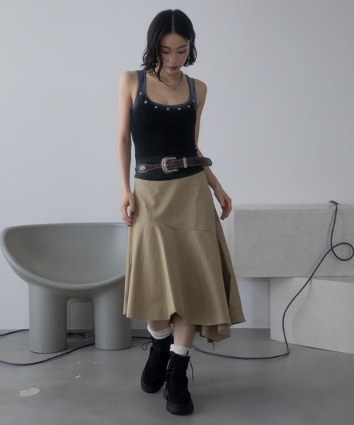 セール】アシンメトリーヘムスカート/ヴィンテージベルト付き