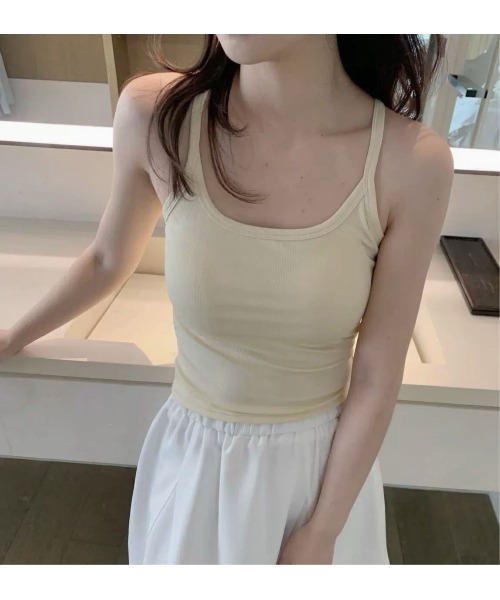 セール】カップ付きバックレースデザインキャミソール