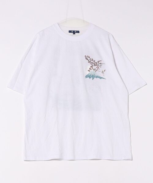 セール】和柄刺繍Tシャツ(富士見桜柄)(Tシャツ/カットソー)|8 セール】和柄刺繍Tシャツ(富士見桜柄)(Tシャツ/カットソー)|8