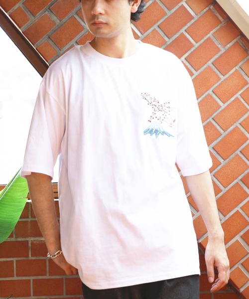 和柄刺繍Tシャツ（富士見桜柄）（Tシャツ/カットソー）｜8(eight