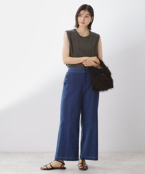 THE SHOP TK (ザ ショップ ティーケー )の「【汗染み防止】ノースリーブTシャツ【洗濯機OK/UVケア】(タンクトップ・レディース・オフホワイト/ブラウン系/スミクロ・12/13)」の10枚目の写真