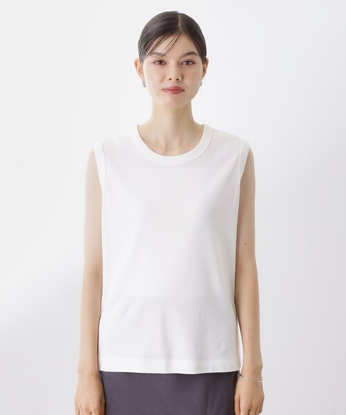 THE SHOP TK (ザ ショップ ティーケー )の「【汗染み防止】ノースリーブTシャツ【洗濯機OK/UVケア】(タンクトップ・レディース・オフホワイト/ブラウン系/スミクロ・12/13)」の16枚目の写真