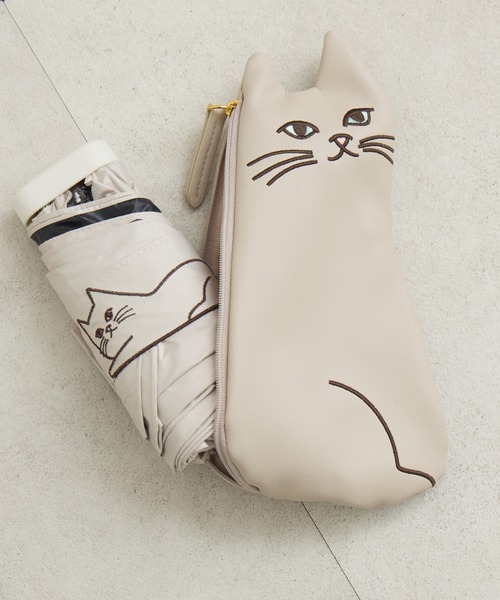 because(ビコーズ)の「because PUおでかけキャット晴雨兼用傘(折りたたみ傘・レディース・ブラック/グレイッシュベージュ/ベージュ/ホワイト・FREE)」の4枚目の写真