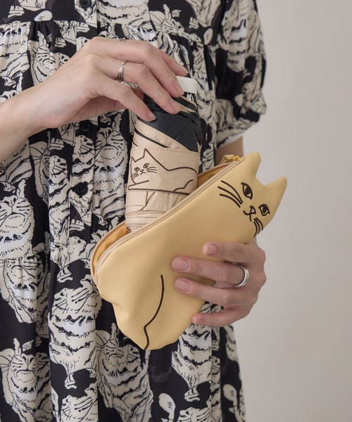 because(ビコーズ)の「because PUおでかけキャット晴雨兼用傘(折りたたみ傘・レディース・ブラック/グレイッシュベージュ/ベージュ/ホワイト・FREE)」の14枚目の写真