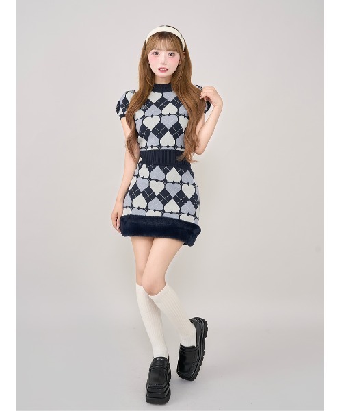 ダーリッチ darich ニュースペーパージャケットセットアップ IVO FL アーガイルハートチェックニットセットアップ（セットアップ