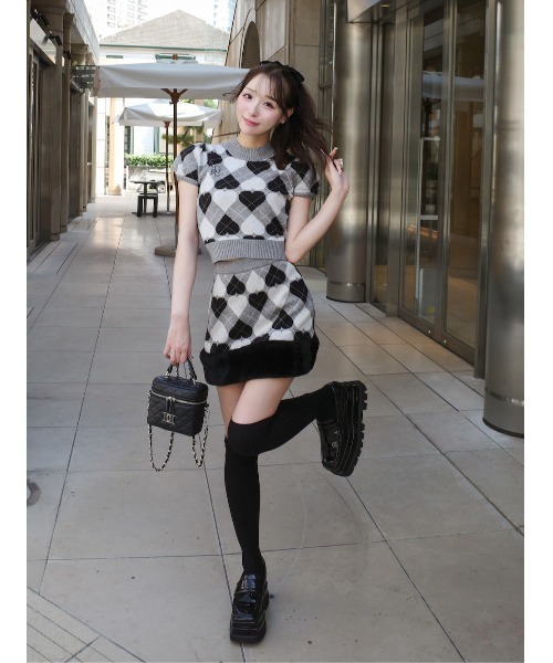 アーガイルハートチェックニットセットアップ（セットアップ）｜Darich