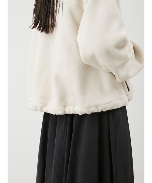 美品 ミラオーウェン コンパクトサイズフリースブルゾン アイボリーF*ND165