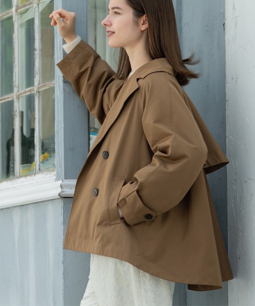 OPAQUE.CLIP（オペークドットクリップ）の「フレアミドルトレンチコート（トレンチコート・レディース・キャメル/ブラック・00）」の4枚目の写真