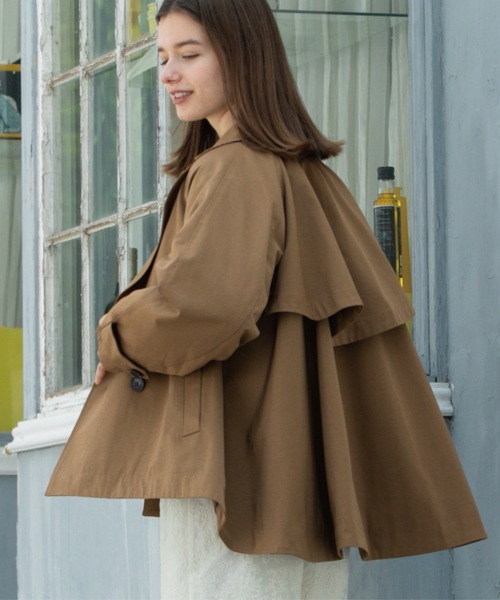 OPAQUE.CLIP（オペークドットクリップ）の「フレアミドルトレンチコート（トレンチコート・レディース・キャメル/ブラック・00）」の6枚目の写真