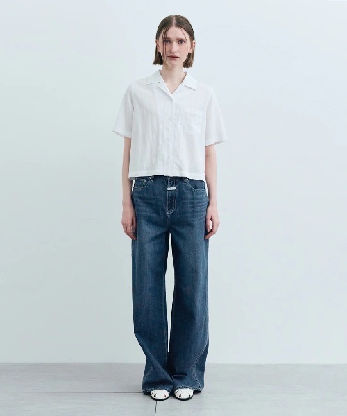 MARITHE + FRANCOIS GIRBAUD(マリテフランソワジルボー)の「W SUMMER COTTON CROP SHIRT(シャツ/ブラウス・レディース・アイボリー/ブルー系・SMALL/MEDIUM)」の4枚目の写真