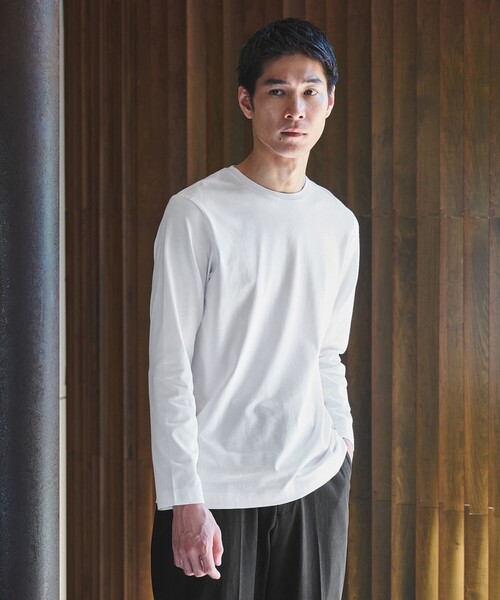 セール】LONG FIBER COTTON クリア クルーネック 長袖 Tシャツ（T