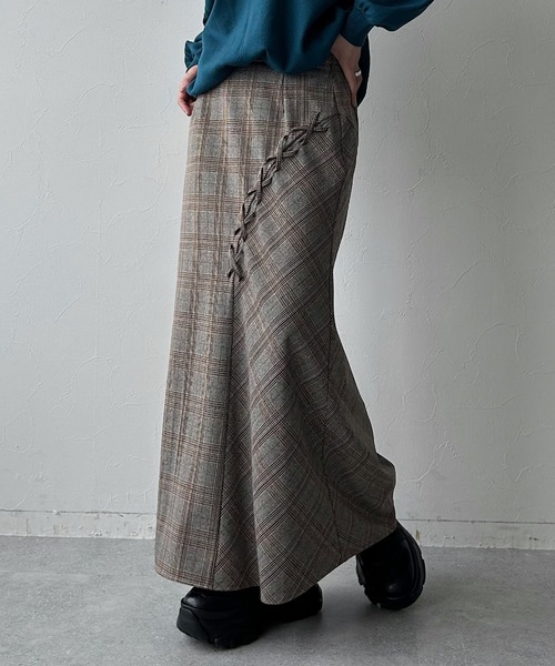 PAGEBOY（ページボーイ）の「レースアップアソートナロースカート（スカート・レディース・ブラウン/グレー系その他/ブラック・FREE）」の2枚目の写真