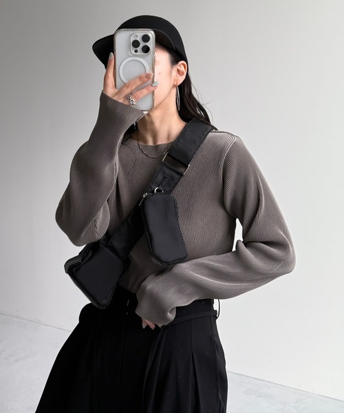 wee9s(ウィークス)の「【セルフカット可能】daily daily super stretch pleats tops / デイリーデイリースーパーストレッチプリーツトップス(Tシャツ/カットソー・レディース・ホワイト系その他/アッシュグレー/ブラック系その他/グレー系その他/ブラック/アイボリー/ブルー系その他/ネイビー/チェリーレッド/レッド系その他/ライム/ボルドー/グリーン系その他/グリーン系その他2/ブルー/ダークグリーン/レッド系その他2/ブルー系その他2/ライトブルー/ブルー系その他3・FREE)」の6枚目の写真