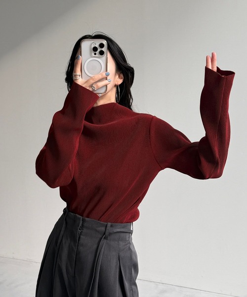 wee9s(ウィークス)の「【セルフカット可能】daily daily super stretch pleats tops / デイリーデイリースーパーストレッチプリーツトップス(Tシャツ/カットソー・レディース・ホワイト系その他/アッシュグレー/ブラック系その他/グレー系その他/ブラック/アイボリー/ブルー系その他/ネイビー/チェリーレッド/レッド系その他/ライム/ボルドー/グリーン系その他/グリーン系その他2/ブルー/ダークグリーン/レッド系その他2/ブルー系その他2/ライトブルー/ブルー系その他3・FREE)」の17枚目の写真