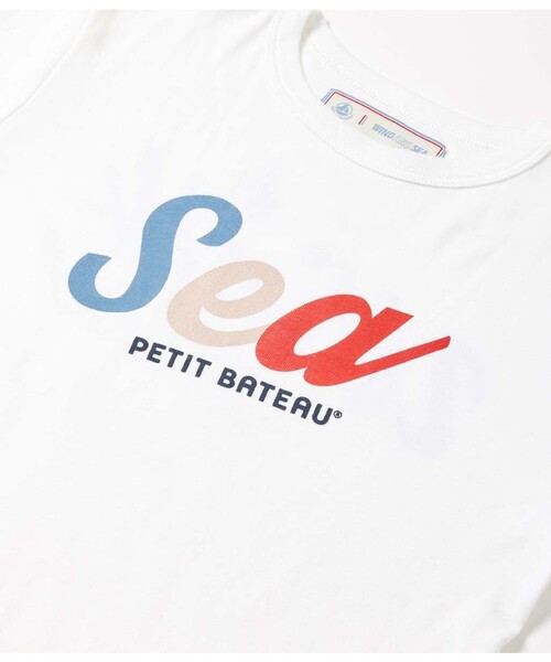 PETIT BATEAU（プチバトー）の「Ｗ＆Ｓプリント半袖Ｔシャツ（Tシャツ/カットソー・キッズ・ホワイト/ピンク/ネイビー・8YEAR/4YEAR/6YEAR/10YEAR/5YEAR）」の5枚目の写真