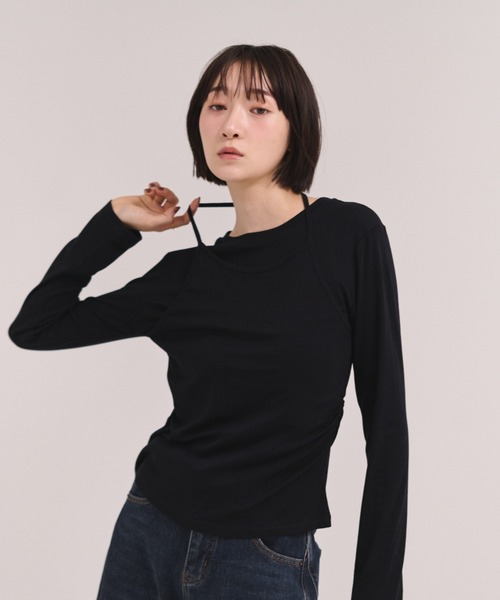 FMiBL（ファミル）の「ホルターネックトップス（Tシャツ/カットソー・レディース・グレー/ホワイト/ブラック・FREE）」の3枚目の写真