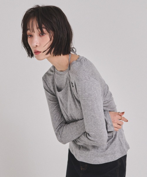 FMiBL（ファミル）の「ホルターネックトップス（Tシャツ/カットソー・レディース・グレー/ホワイト/ブラック・FREE）」の5枚目の写真