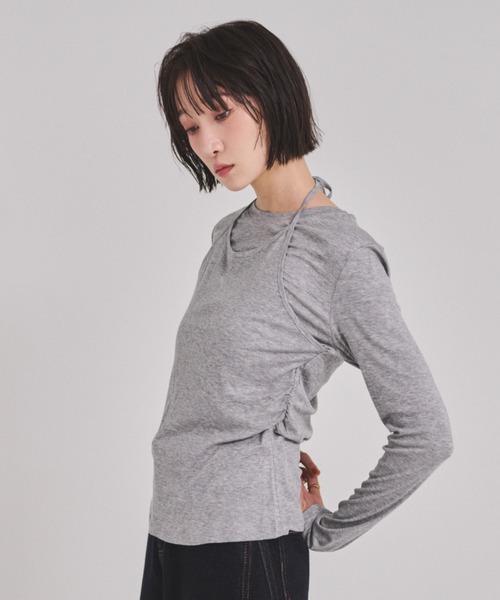 FMiBL（ファミル）の「ホルターネックトップス（Tシャツ/カットソー・レディース・グレー/ホワイト/ブラック・FREE）」の6枚目の写真