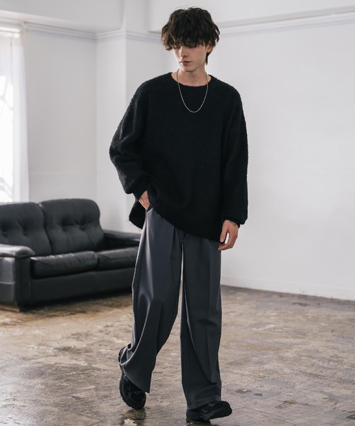 Rocky Monroe(ロッキーモンロー)の「オーバーサイズウール混ミックス糸プルオーバーニットセーター(ニット/セーター・メンズ・ダークブルー/チャコール/ブラック/ブラウン/オフホワイト・M/L/XL)」の18枚目の写真