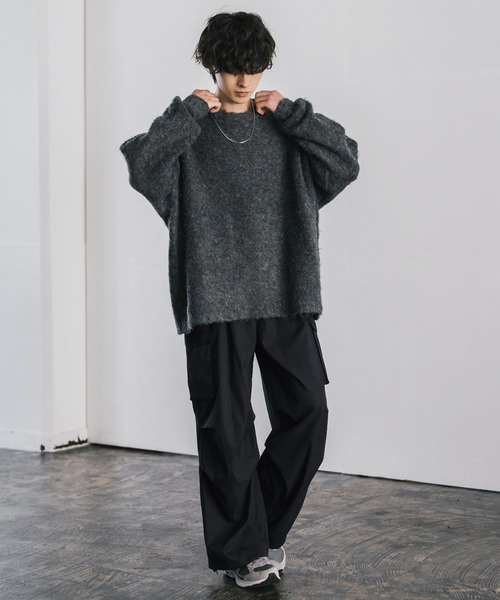 Rocky Monroe(ロッキーモンロー)の「オーバーサイズウール混ミックス糸プルオーバーニットセーター(ニット/セーター・メンズ・ダークブルー/チャコール/ブラック/ブラウン/オフホワイト・M/L/XL)」の17枚目の写真