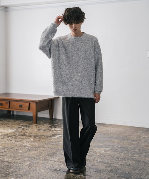 Rocky Monroe(ロッキーモンロー)の「オーバーサイズウール混ミックス糸プルオーバーニットセーター(ニット/セーター・メンズ・ダークブルー/チャコール/ブラック/ブラウン/オフホワイト・M/L/XL)」の19枚目の写真