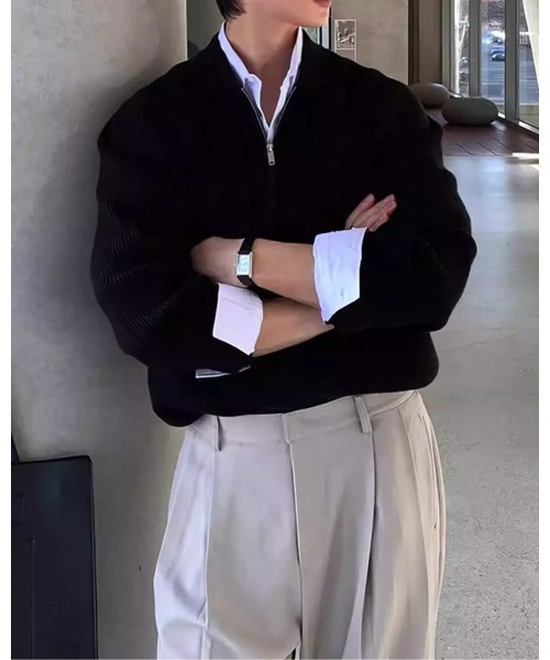 Otte(オッテ)の「ハーフジップルーズフィットニット(ニット/セーター・メンズ・ブラック・MEDIUM/X-LARGE/LARGE)」の14枚目の写真