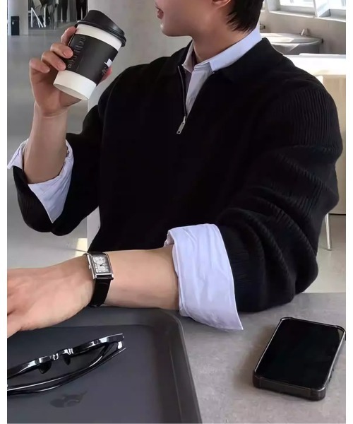 Otte(オッテ)の「ハーフジップルーズフィットニット(ニット/セーター・メンズ・ブラック・MEDIUM/X-LARGE/LARGE)」の13枚目の写真