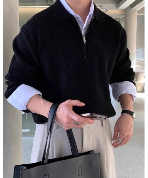 Otte(オッテ)の「ハーフジップルーズフィットニット(ニット/セーター・メンズ・ブラック・MEDIUM/X-LARGE/LARGE)」の12枚目の写真